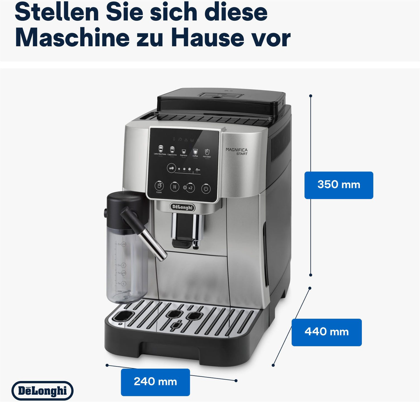 De’Longhi Kaffeevollautomat Start Milk ECAM220.80.SB, Milchkaraffe inklusive, Perfekter Cappuccino