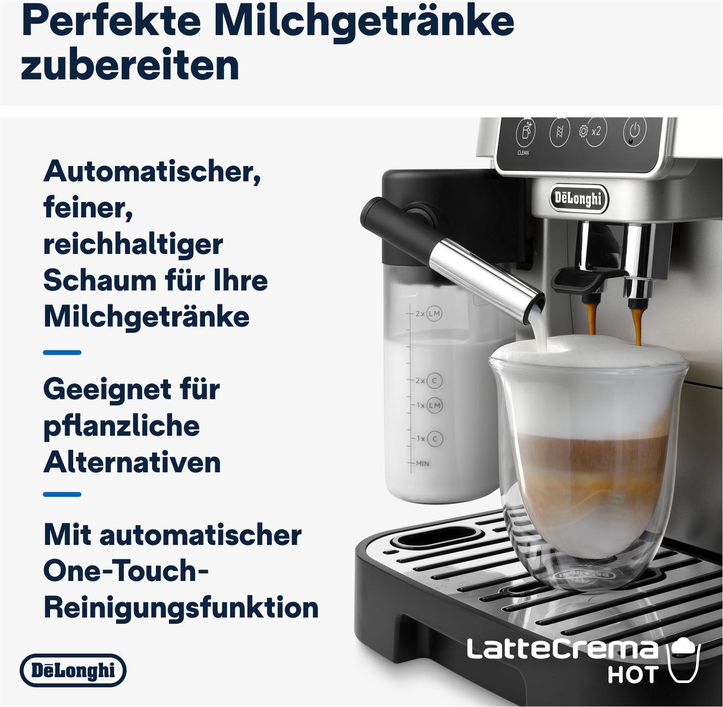 De’Longhi Kaffeevollautomat Start Milk ECAM220.80.SB, Milchkaraffe inklusive, Perfekter Cappuccino