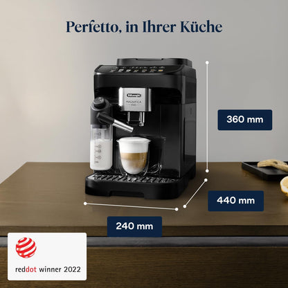 De’Longhi Magnifica Evo (ECAM292.81.B) - Perfetto Kaffeevollautomat mit LatteCrema-Milchaufschäumer, 7 One-Touch-Getränke, Cappuccino, Espresso Kaffeemaschine, Soft-Touch-Bedienfeld, Schwarz
