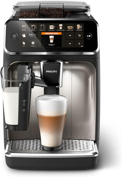 Philips Expresso broyeur Série 5400 – 12 Spécialités de Café,Carafe LatteGo facile àEcran int nettoyer, uitif,4 Profils Utilisateur,Machine à café à grain Noir Chrome(EP5547/90)
