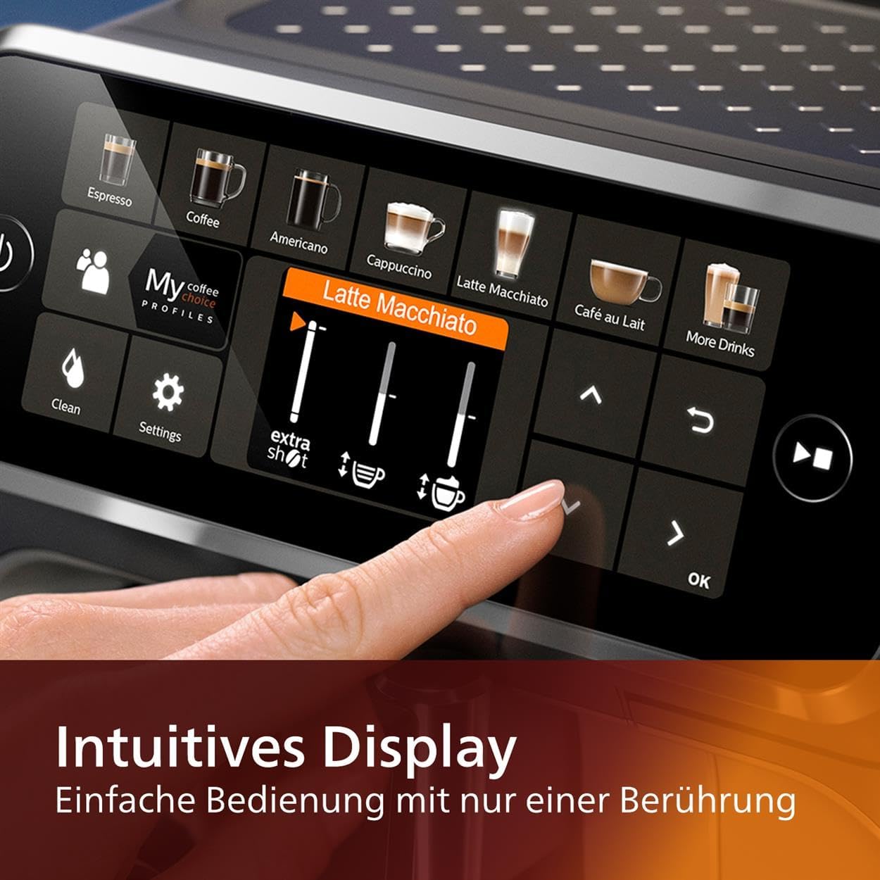 Philips Serie 5400 Kaffeevollautomat (EP5447/90) – LatteGo Milchsystem,12 Kaffeespezialitäten,Intuitives Display,4 Benutzerprofile,Chrom