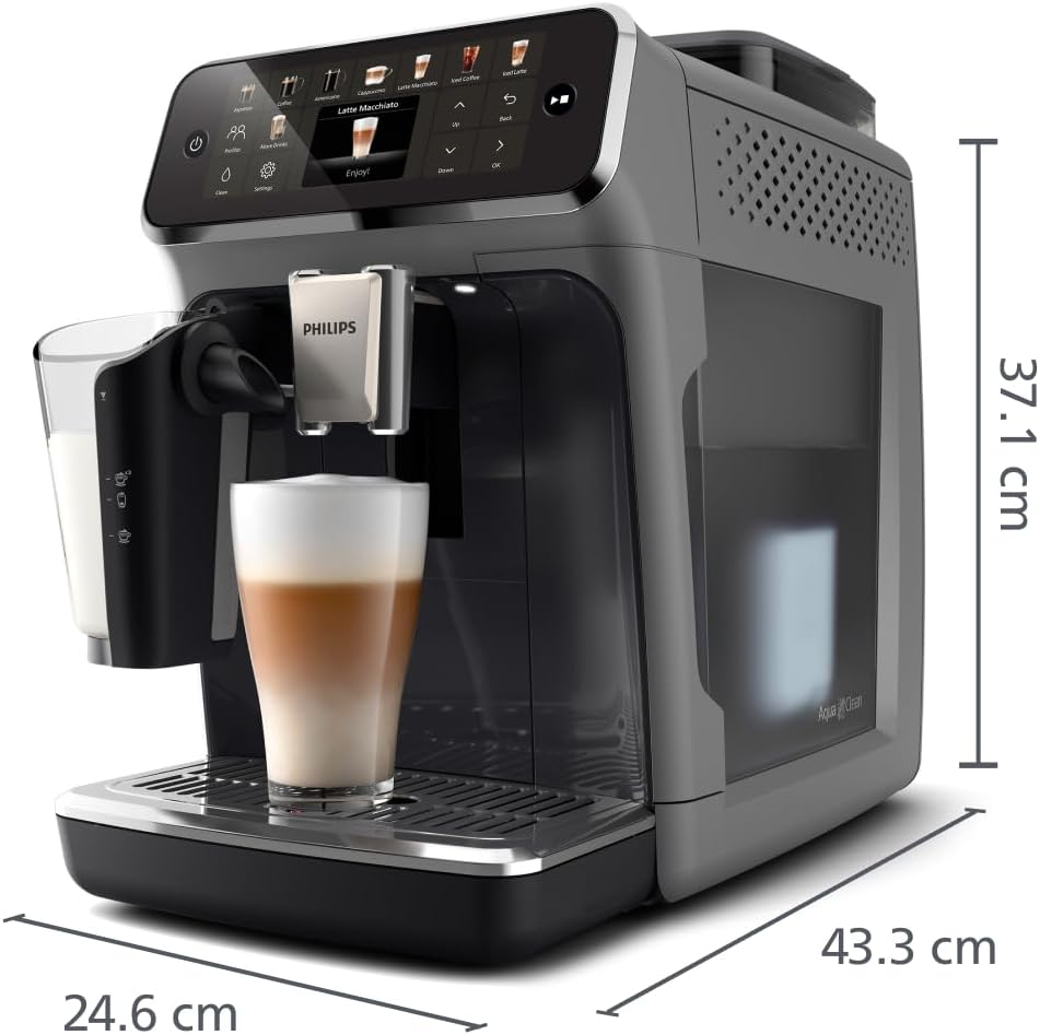 Philips Serie 5500 Kaffeevollautomat (EP5544/50) – LatteGo Milchsystem,20 heiße und kalte Kaffeespezialitäten,40% leiser mit SilentBrew,QuickStart,Grau