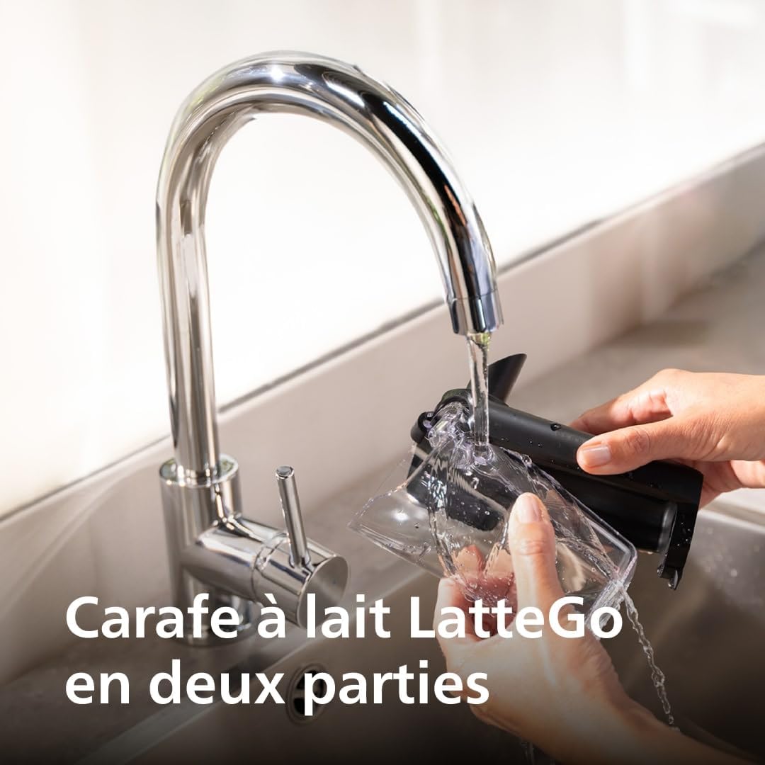 Philips Expresso broyeur Série 5400 – 12 Spécialités de Café,Carafe LatteGo facile àEcran int nettoyer, uitif,4 Profils Utilisateur,Machine à café à grain Noir Chrome(EP5547/90)