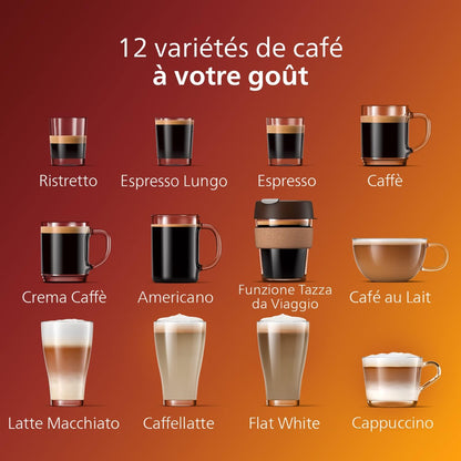Philips Expresso broyeur Série 5400 – 12 Spécialités de Café,Carafe LatteGo facile àEcran int nettoyer, uitif,4 Profils Utilisateur,Machine à café à grain Noir Chrome(EP5547/90)