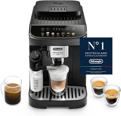 De’Longhi Magnifica Evo (ECAM292.81.B) - Perfetto Kaffeevollautomat mit LatteCrema-Milchaufschäumer, 7 One-Touch-Getränke, Cappuccino, Espresso Kaffeemaschine, Soft-Touch-Bedienfeld, Schwarz