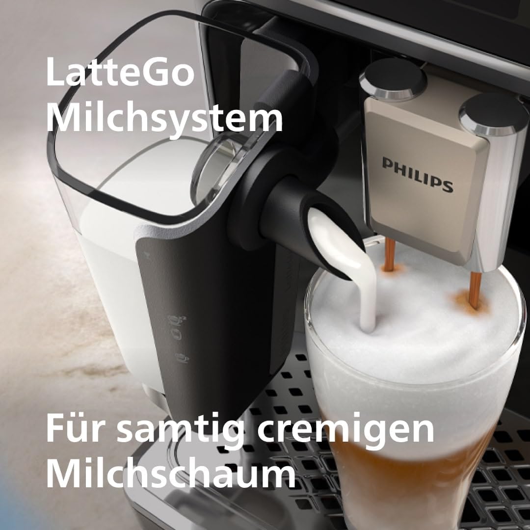 Philips Serie 5500 Kaffeevollautomat (EP5544/50) – LatteGo Milchsystem,20 heiße und kalte Kaffeespezialitäten,40% leiser mit SilentBrew,QuickStart,Grau