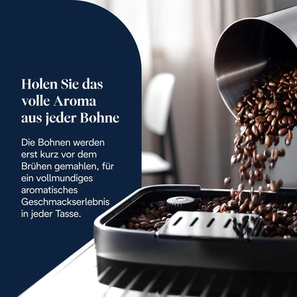 De’Longhi Magnifica Evo - Kaffeevollautomat mit Vollautomatischem cremigen Milchschaum, 7 One-Touch-Getränke, Cappuccino & Espresso, Kaffeemaschine, Soft-Touch-Bedienfeld, Silber (ECAM292.81.SB)