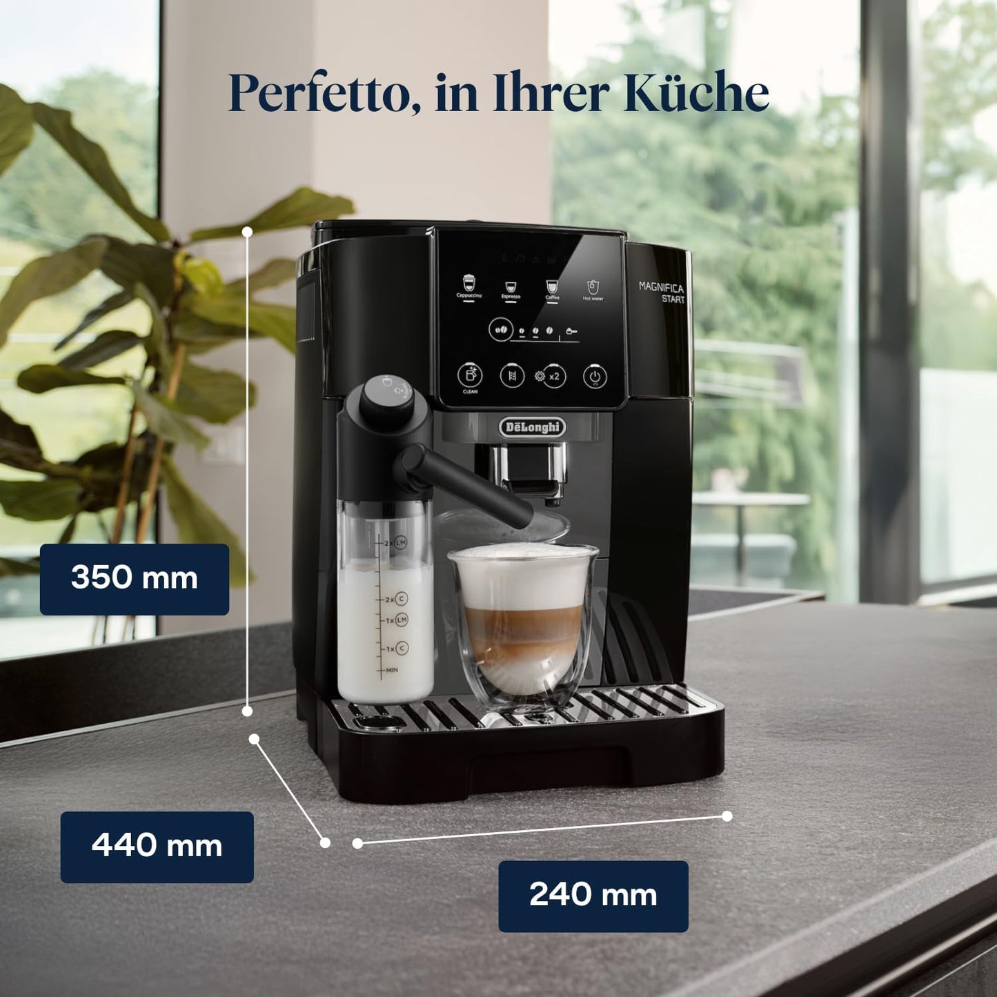 De’Longhi Magnifica Start (ECAM222.60.BG) - Perfetto Kaffeevollautomat mit LatteCrema-Milchaufschäumer,4 One-Touch-Getränke, Cappuccino Kaffeemaschine,Soft-Touch-Bedienfeld,Schwarz-Grau