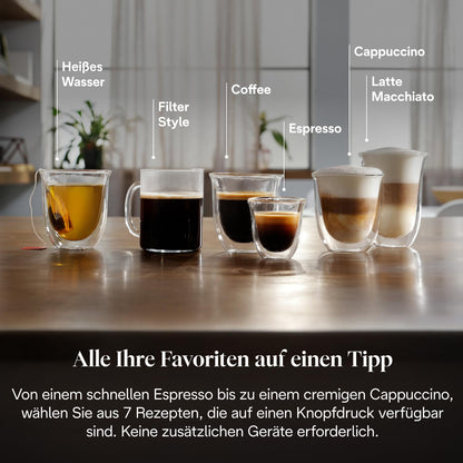 De’Longhi Magnifica Evo (ECAM292.81.B) - Perfetto Kaffeevollautomat mit LatteCrema-Milchaufschäumer, 7 One-Touch-Getränke, Cappuccino, Espresso Kaffeemaschine, Soft-Touch-Bedienfeld, Schwarz
