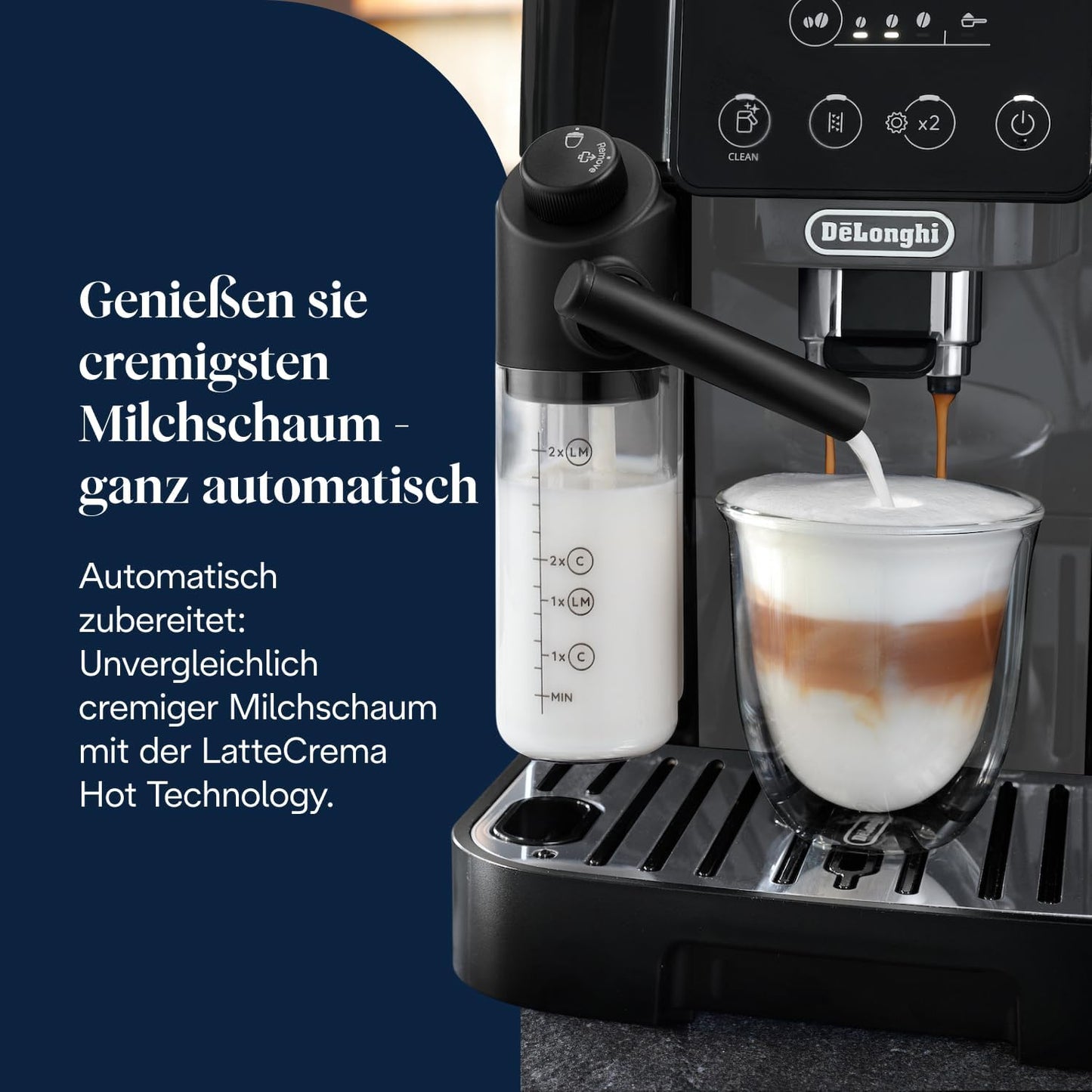 De’Longhi Magnifica Start (ECAM222.60.BG) - Perfetto Kaffeevollautomat mit LatteCrema-Milchaufschäumer,4 One-Touch-Getränke, Cappuccino Kaffeemaschine,Soft-Touch-Bedienfeld,Schwarz-Grau
